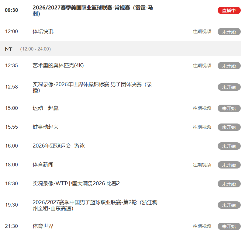 星空体育今日重要赛事!10月21日,CCTV5、CCTV5+节目表